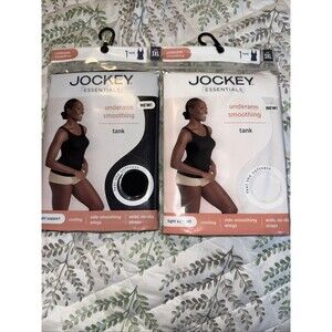 *2* JOCKEY ESSENTIALS TANK TOP UNDERARM SMOOTHING LIGHT SUPPORT BLACK  WHITE 3XL